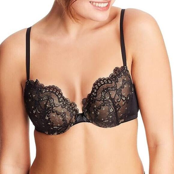 NWT Maidenform Demi Push Up Bra Black Lace Size 32C Style DM9900 - Picture 1 of 9